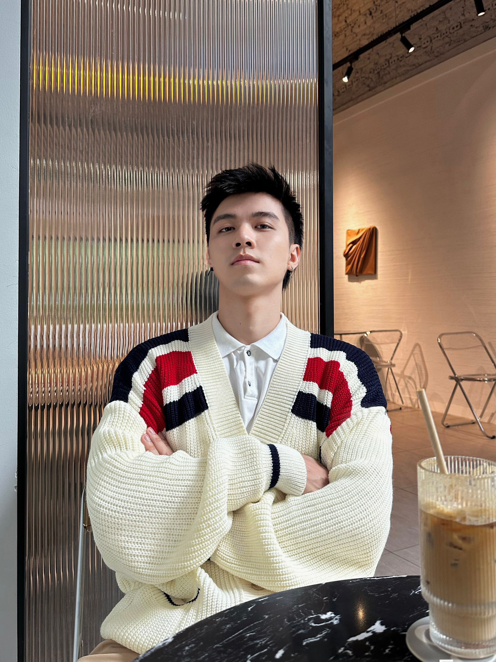 Áo Cardigan len RvR Woozie Navy/ Cream