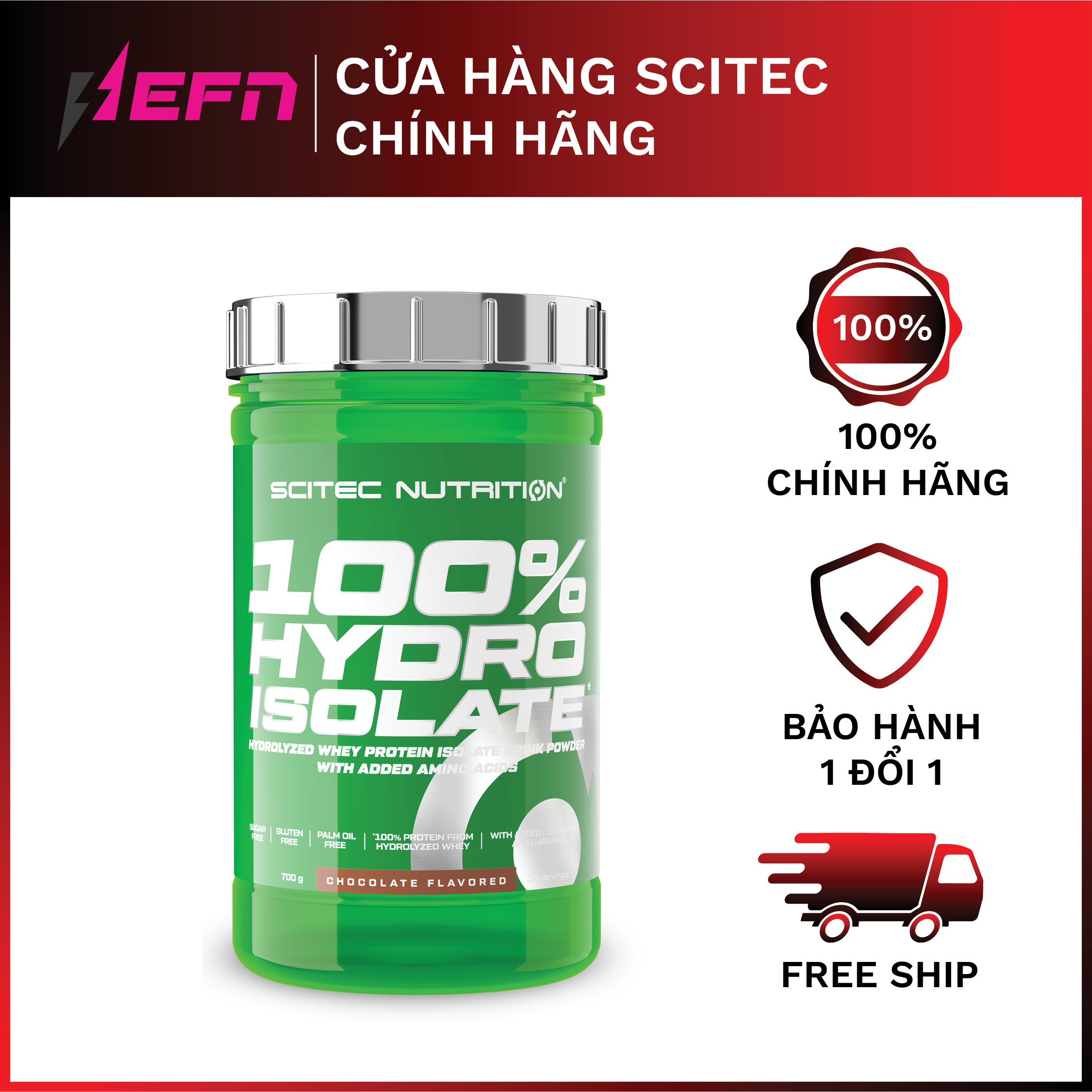 Whey Hydro Isolate Thủy Phân 100% Protein - Scitec Chính hãng