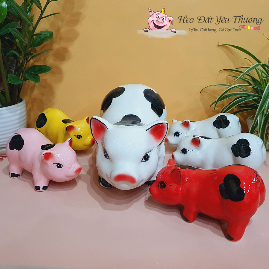 Lợn đất heo đốm gốm sứ tiết kiệm