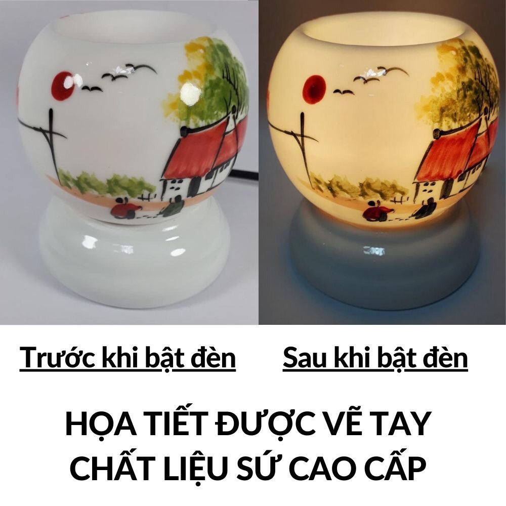 Đèn gốm xông tinh dầu Bát Tràng cỡ đại