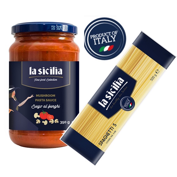 Combo Mỳ Ý Spaghetti + Sốt cà chua nấm La Sicilia-Ý Date 2024
