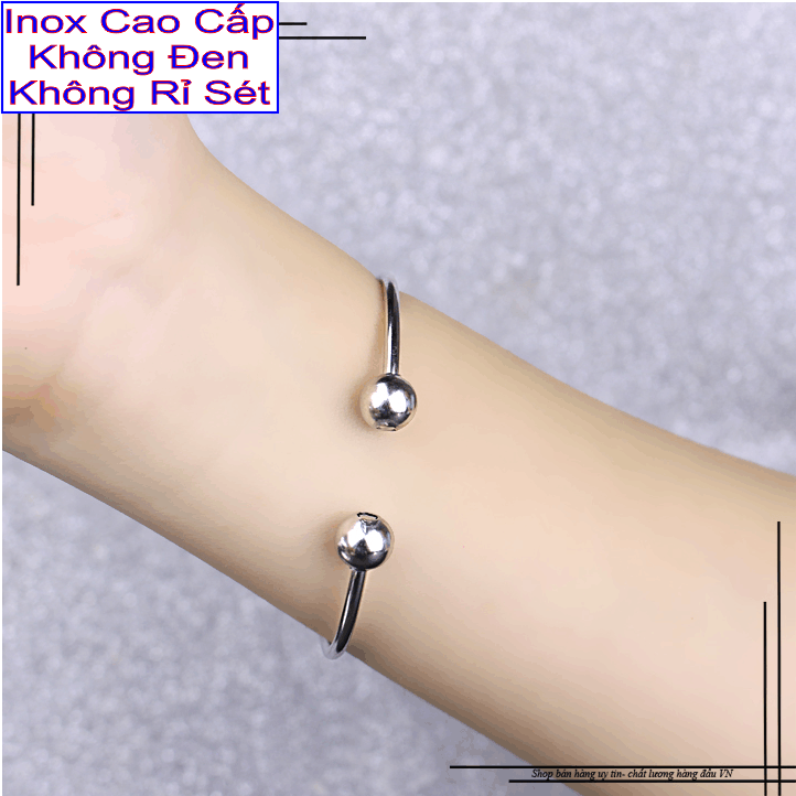 Nhẫn nữ inox Thấy Là Thích kiểu trơn 2 đầu bi ( Tự thu lớn nhỏ theo ngón tay ) - Cam kết 1 đổi 1 nếu hoen , gỉ sét