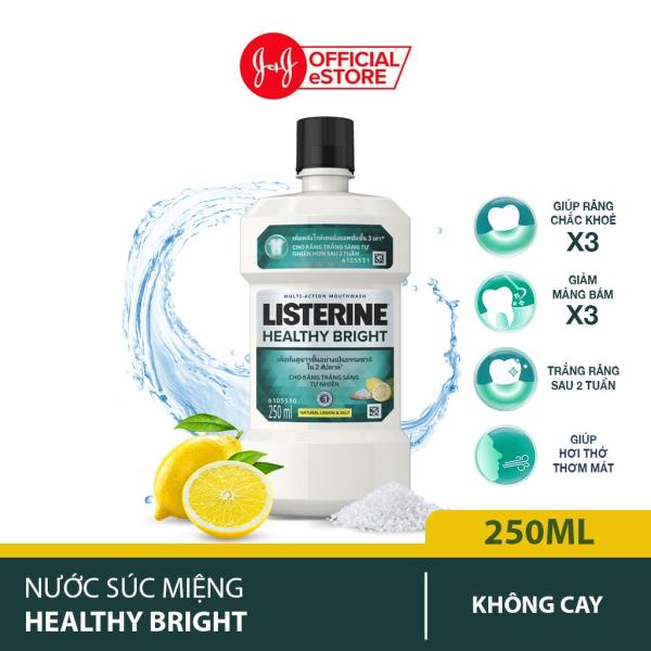 Nước súc miệng giúp răng trắng sáng tự nhiên Listerine Healthy Bright - Dung tích 750ml - 250ml