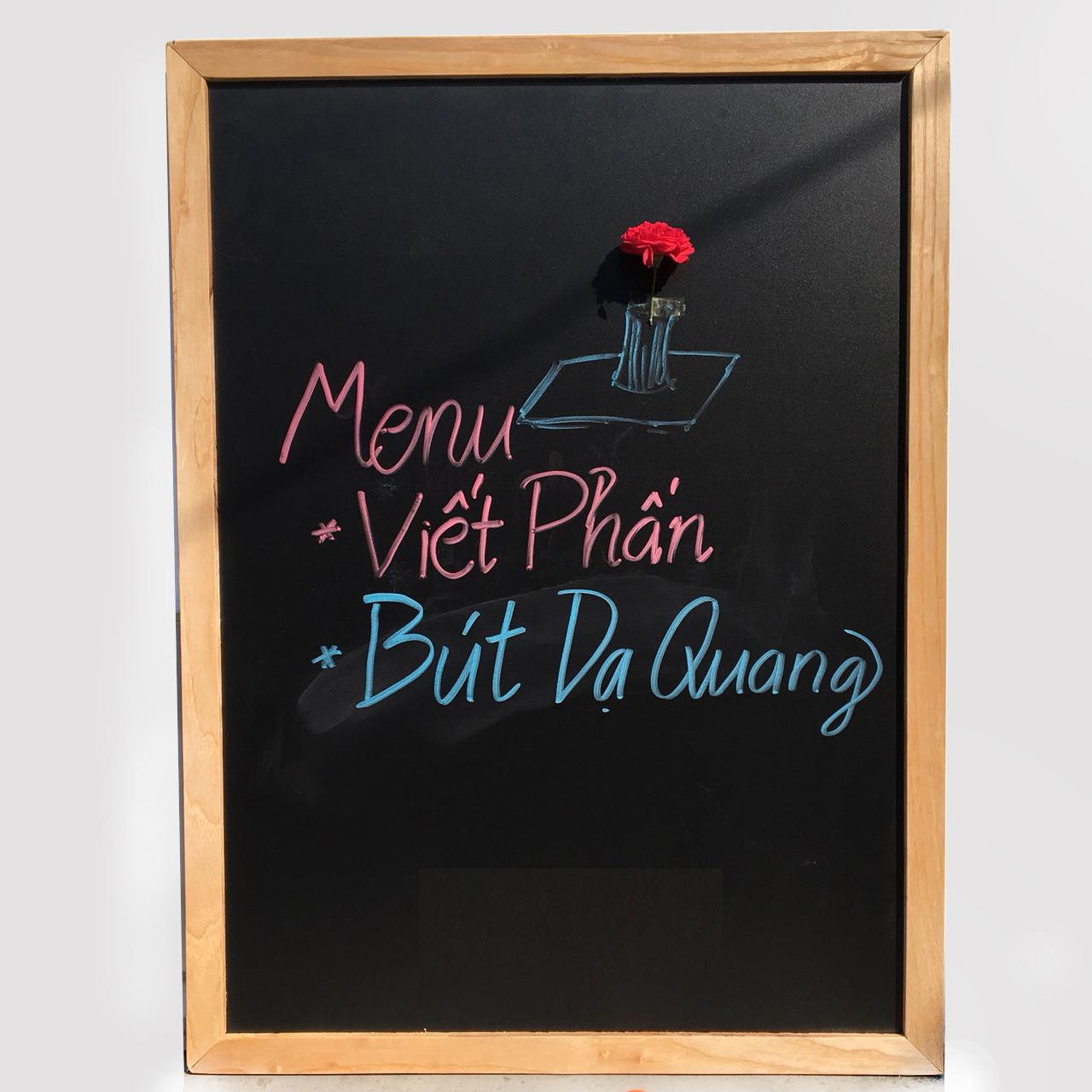 Bảng menu khung gỗ 40*60 cm Tặng bút dạ quang, hộp phấn