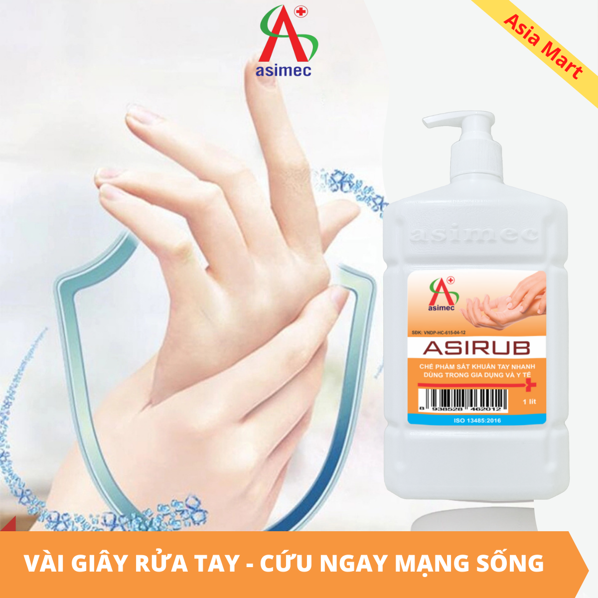 Nước rửa tay khô sát khuẩn y tế 1 lít ASIRUB [CHÍNH HÃNG]