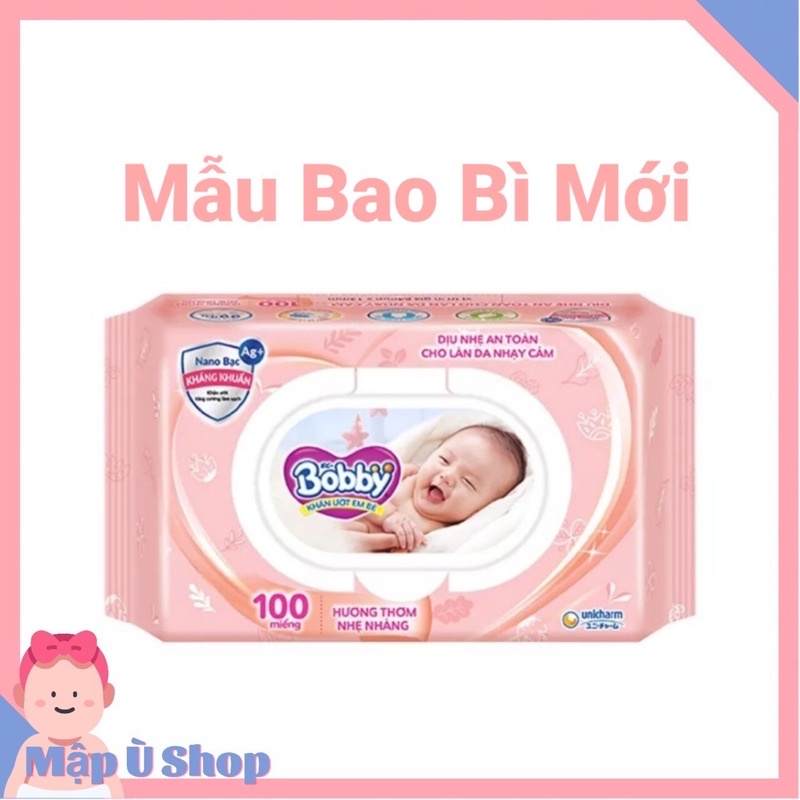 Khăn giấy ướt Bobby 80 miếng - 100 miếng có mùi và không mùi