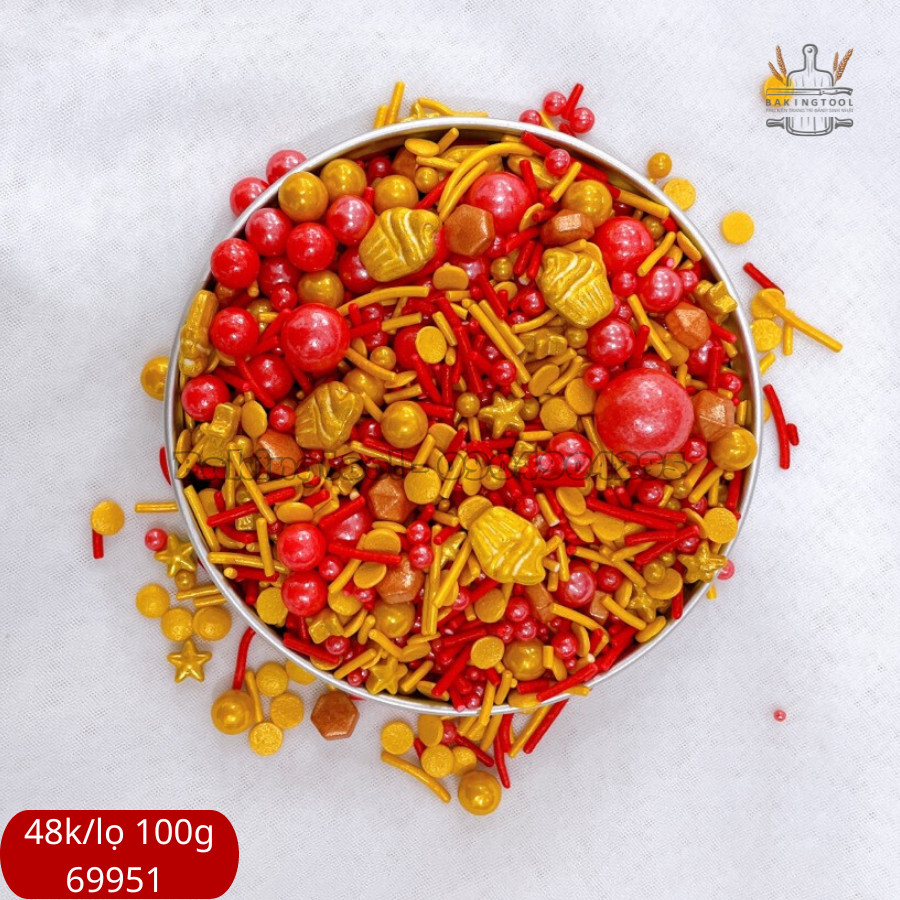 Cốm tết hạt ĐỎ VÀNG +sao+ bánh cupcake (100g) (100g/ lọ)