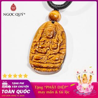 Mặt dây chuyền Phật Thiên Thủ Thiên Nhãn đá Mắt Hổ vàng nâu Phật bản mệnh cho tuổi Tý 3.6 x 2.3cm thumbnail