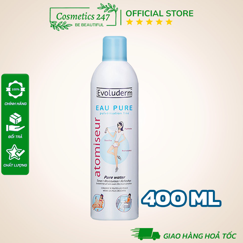 [Bạn Mới Nhập Coshbm -50% Đơn 0Đ] Xịt Khoáng Evoluderm Atomiseur Eau Pure Dưỡng Da Cấp Ẩm 150ml & 400ml