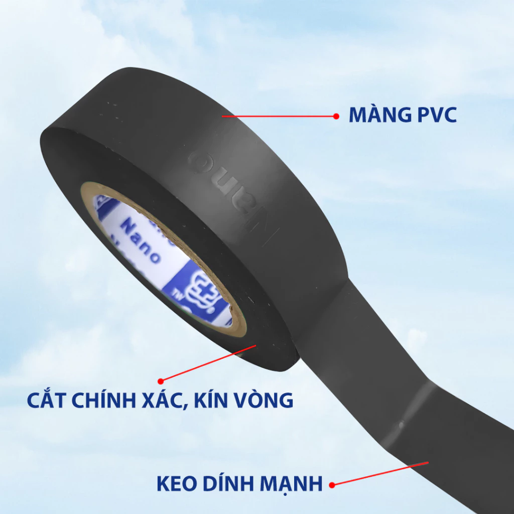 Băng Keo Điện Nano ĐEN, Băng Keo Đen Cách Điện, Co Giãn Và Siêu Dai, Độ Bám Dính Tốt
