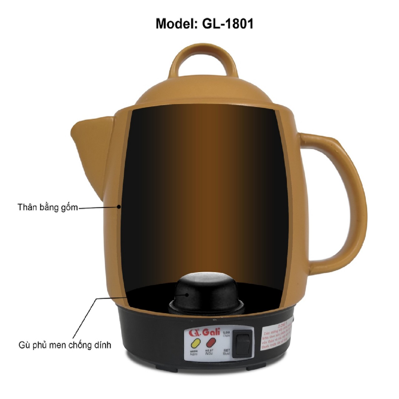 Ấm Siêu sắc thuốc Gali GL-1801 3.3 lít