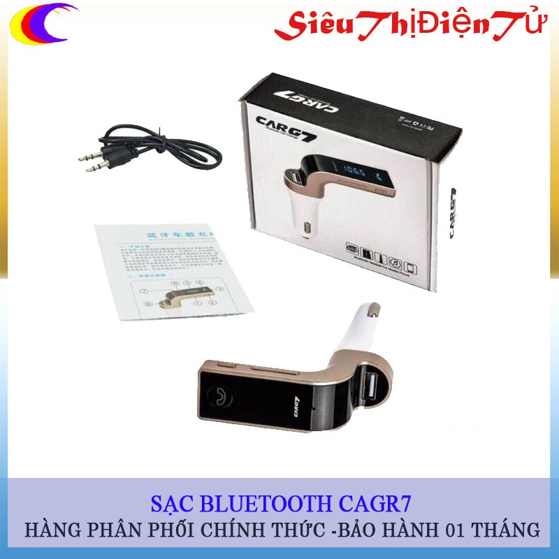 Tẩu sạc xe hơi CARG7 hỗ trợ bluetooth kết nối nghe nhạc MP3 1 cổng USB 1 cổng thẻ nhớ TF dùng được cho các dòng oto