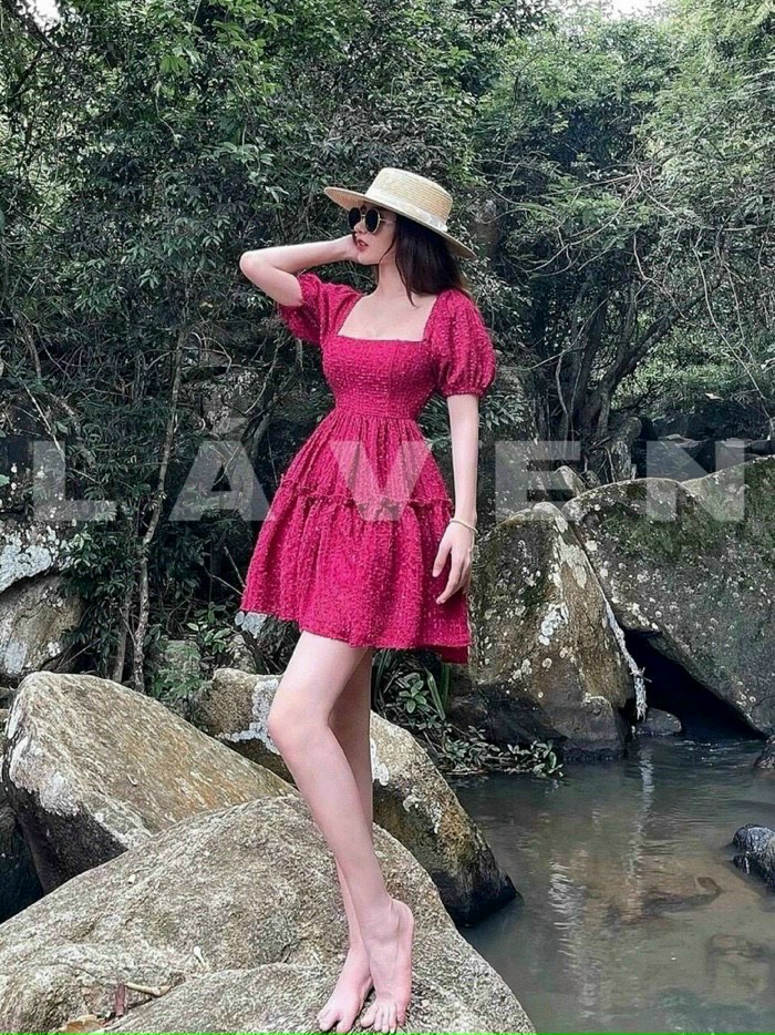 Đầm Xòe Nhún Tầng (có mút , có lót) dễ thương