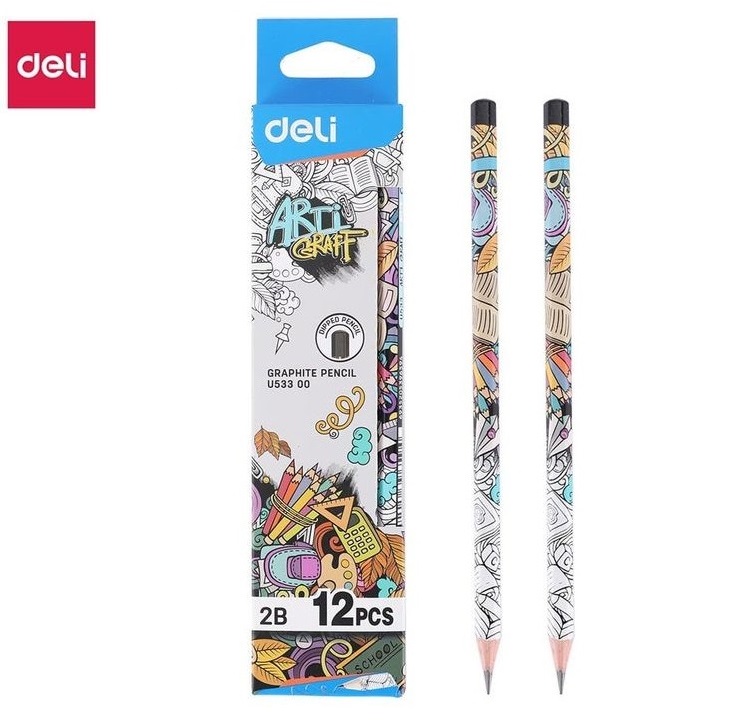 3 cây bút chì gỗ 2b - deli eu53300