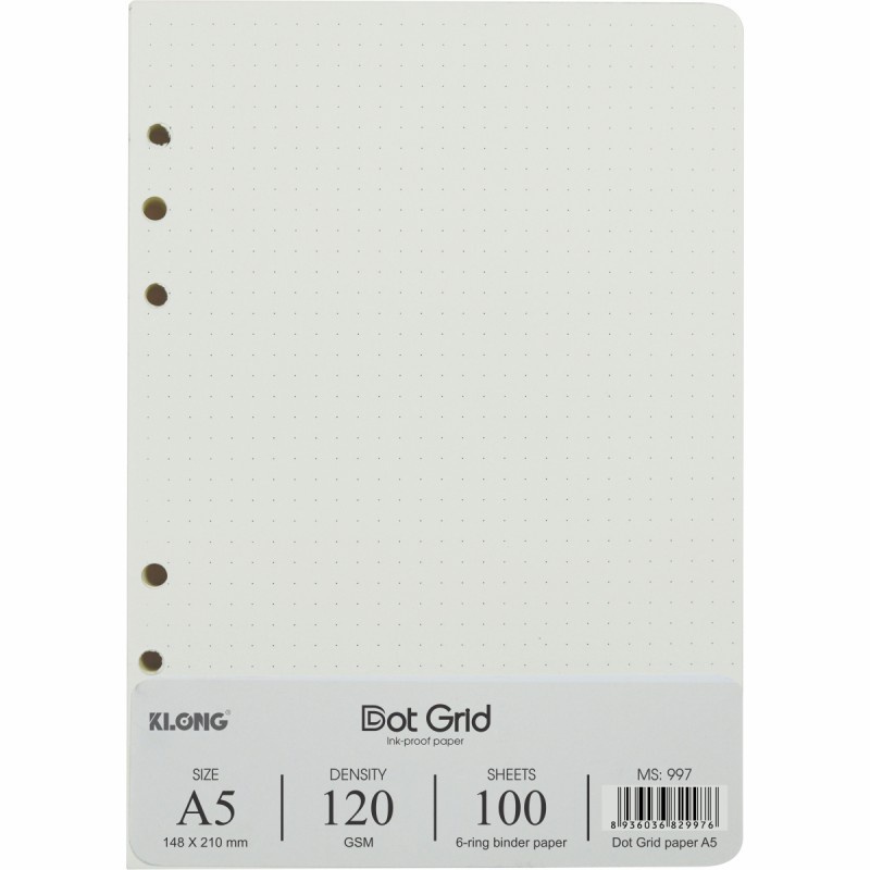 Ruột giấy refill sổ còng Dot Grid A5 Klong - 100 tờ; MS: 997