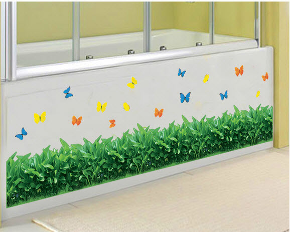 Decal dán chân tường cỏ xanh
