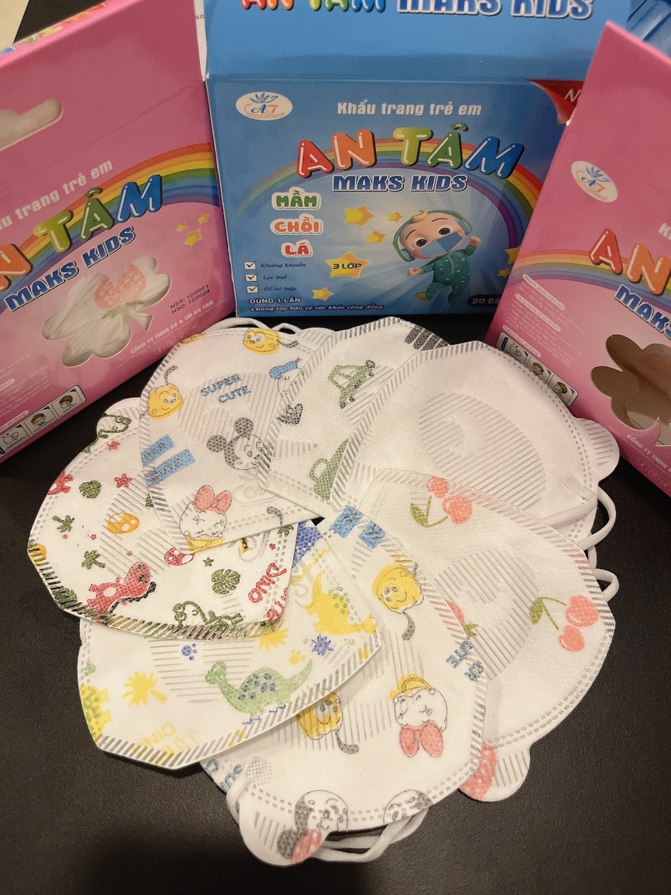 Hộp 10-20 Khẩu trang mặt gấu cho bé 1-5 Tuổi - Mầm chồi lá