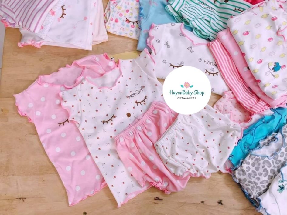 COMBO 3 Bộ thun mát cotton bé gái HOTGA chất đẹp (3-12kg) Bộ quần áo ngắn tay dễ thương cho bé gái mùa hè