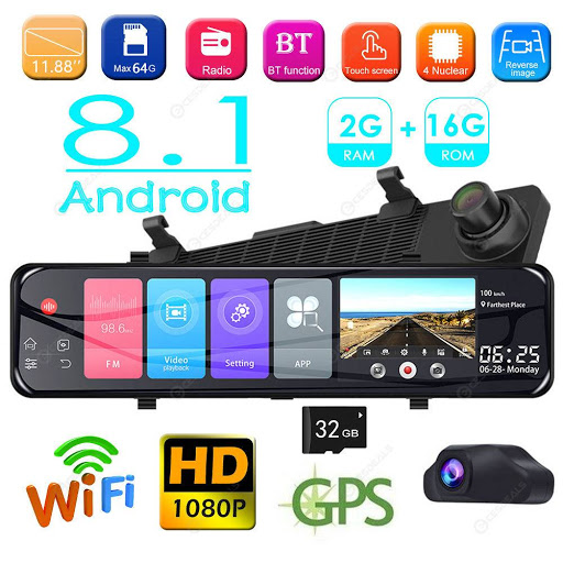 [HCM]Camera hành trình xe hơi gương PHISUNG Z70 RAM 2GB