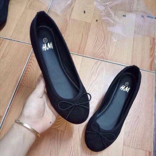 Giày búp bê da lộn mềm êm chân nơ chuồn