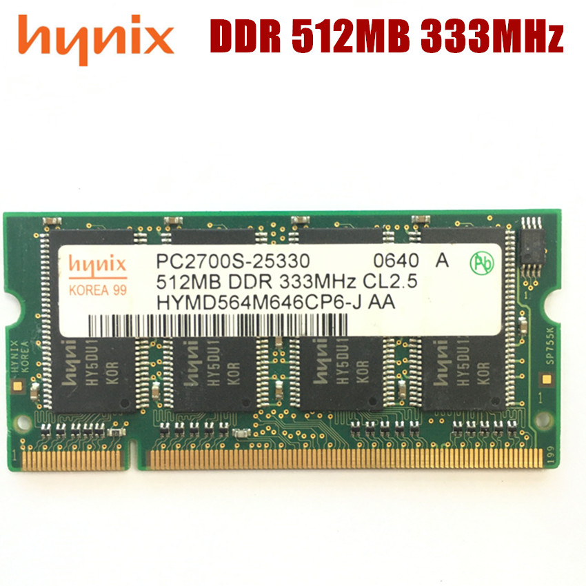 Hynix chipset ddr ddr1 512mb 333mhz pc-2700s máy tính xách tay bộ nhớ máy tính xách tay ram sodimm 333 cho in cho amd pc2700s