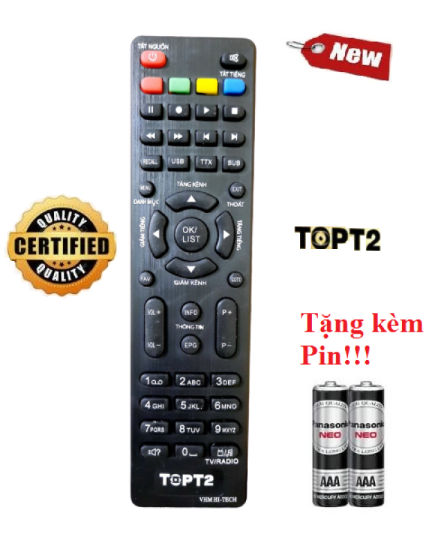 Đầu thu truyền hình KTS mặt đất DVB-Top T2 Hàng tốt Tặng kèm Pin!!!