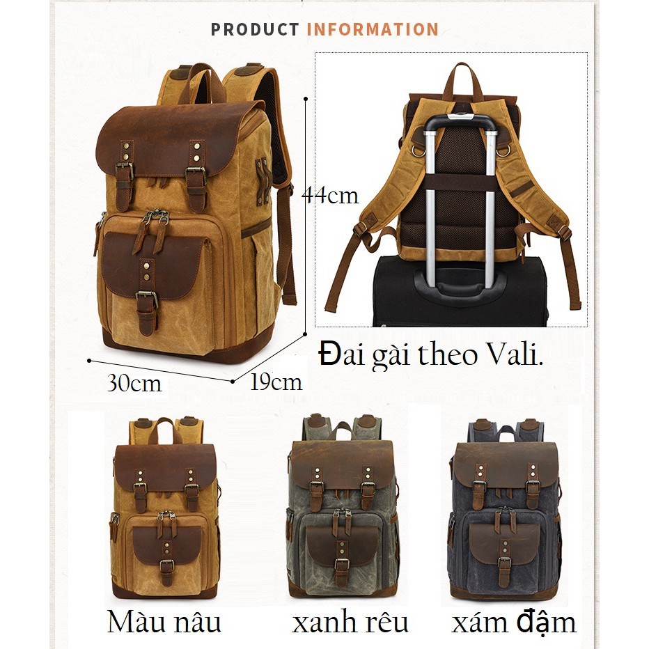 [HCM]Balo túi máy ảnh canvas Vintage.k_86