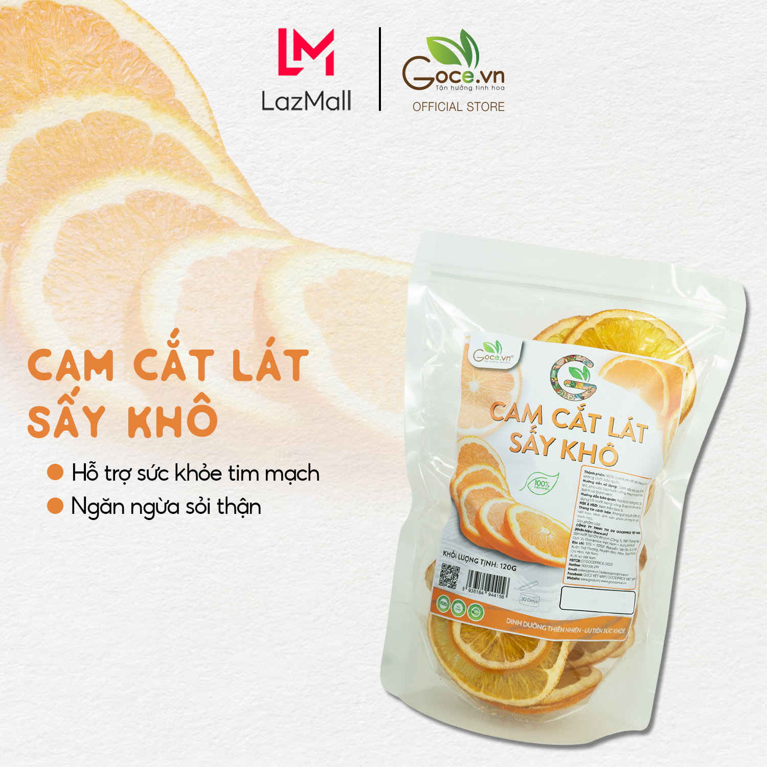 Cam cắt lát sấy khô Goce - 120g