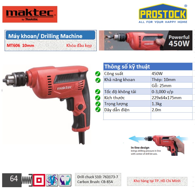 Máy khoan Maktec MT606  10mm