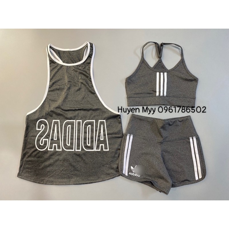 Set Tập Quần Đùi Áo Bra Phối Sọc