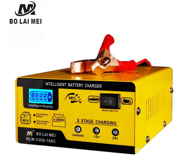 Sạc ắc quy 12v/24v 200ah sạc bình ôtô xe tải thông minh tự động ngắt khi đầy