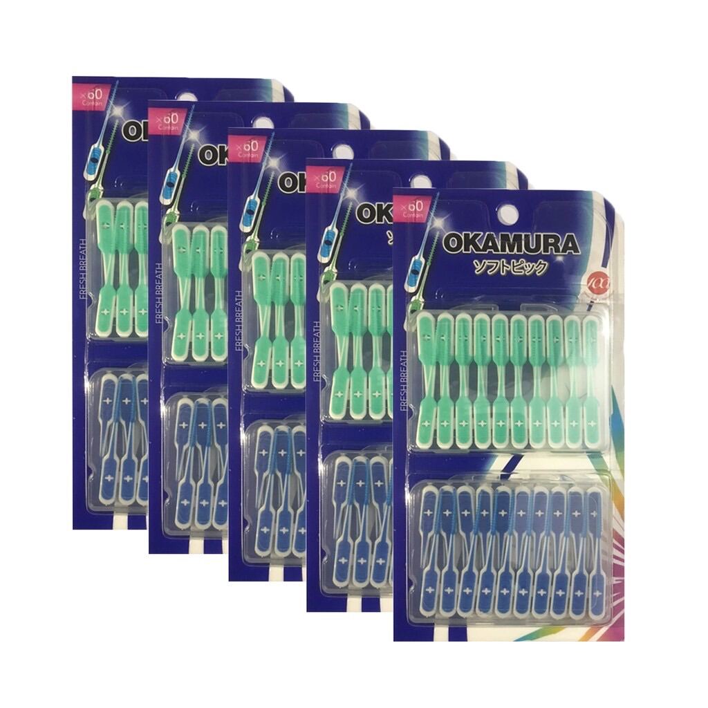 [HCM]Tăm xỉa răng silicon siêu mềm Okamura vĩ 60 cây