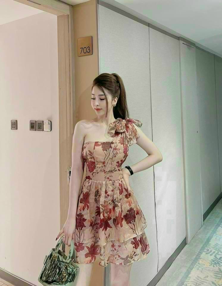 Đầm Voan lụa thắt nơ duyên dáng dễ thương TTT DXX8