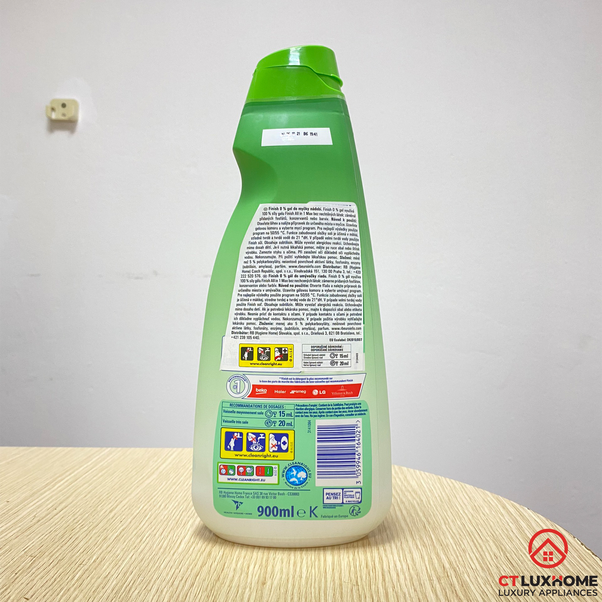 Gel rửa chén bát Finish Eco 0% PowerGel 900ml