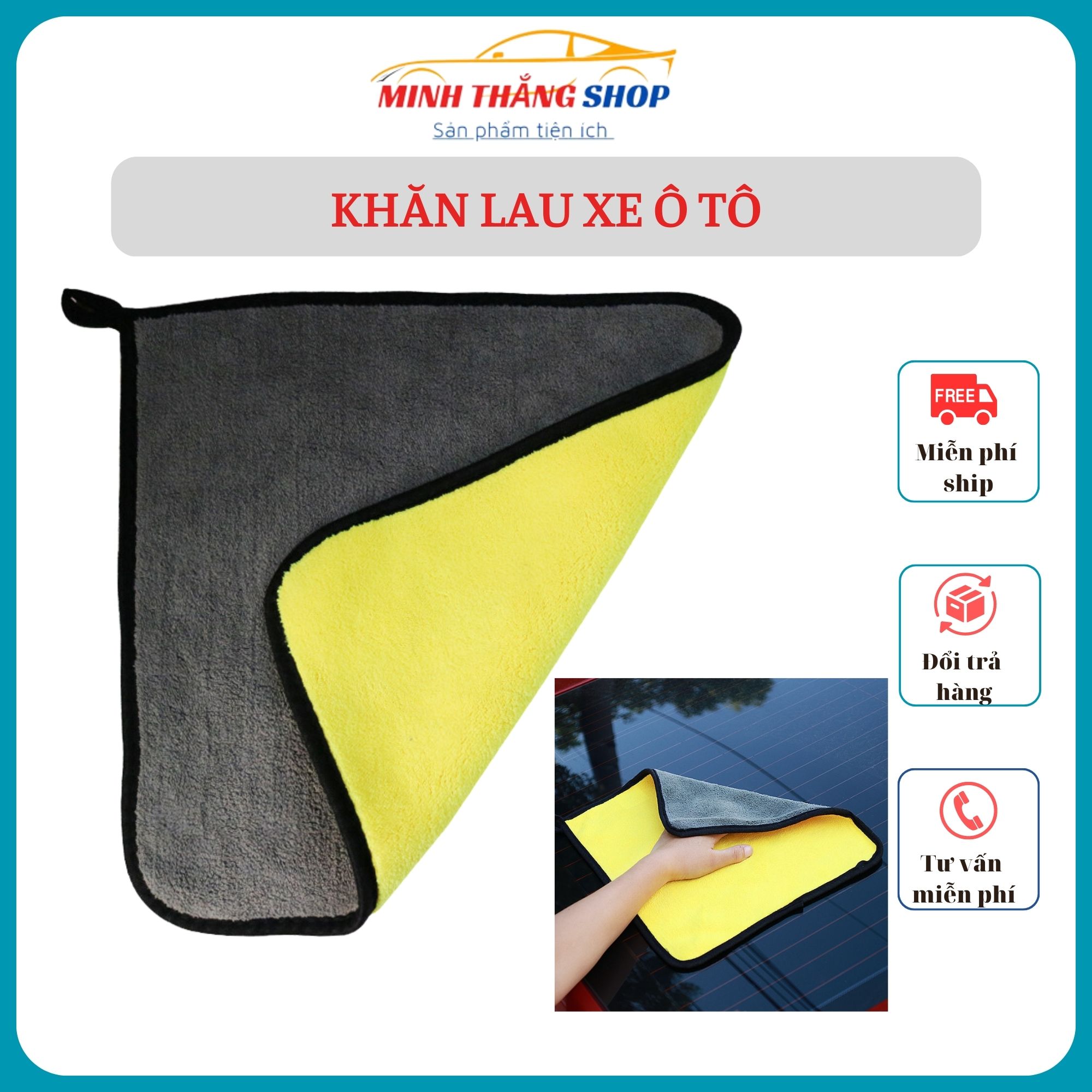 Khăn lau xe ô tô 30x30cm siêu mịn