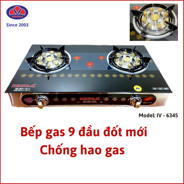 Bếp gas dương 9 đầu đôt - thế hệ đầu đốt mới chống hao gas - Bếp gas 9 đầu đốt IKURA