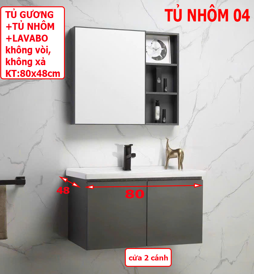 Combo tủ nhôm tủ lavabo chậu rửa mặt bằng nhôm và tủ gương cao cấp độ bền cao và lavabo rửa mặt âm