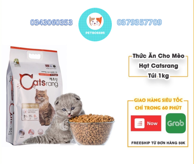 Thức ăn hạt cho mèo HẠT CATSRANG Hàn Quốc - Túi 0.5-1kg hạt Catsrang