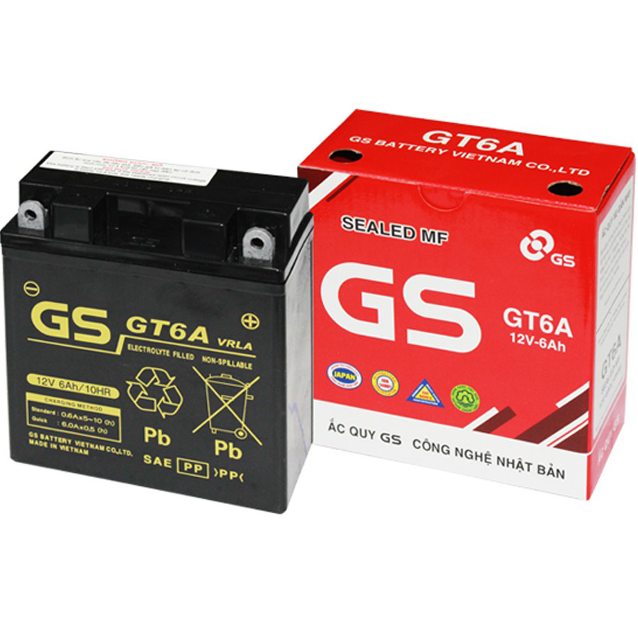 Bình ắc quy GS đỏ GT6A 12V-6Ah