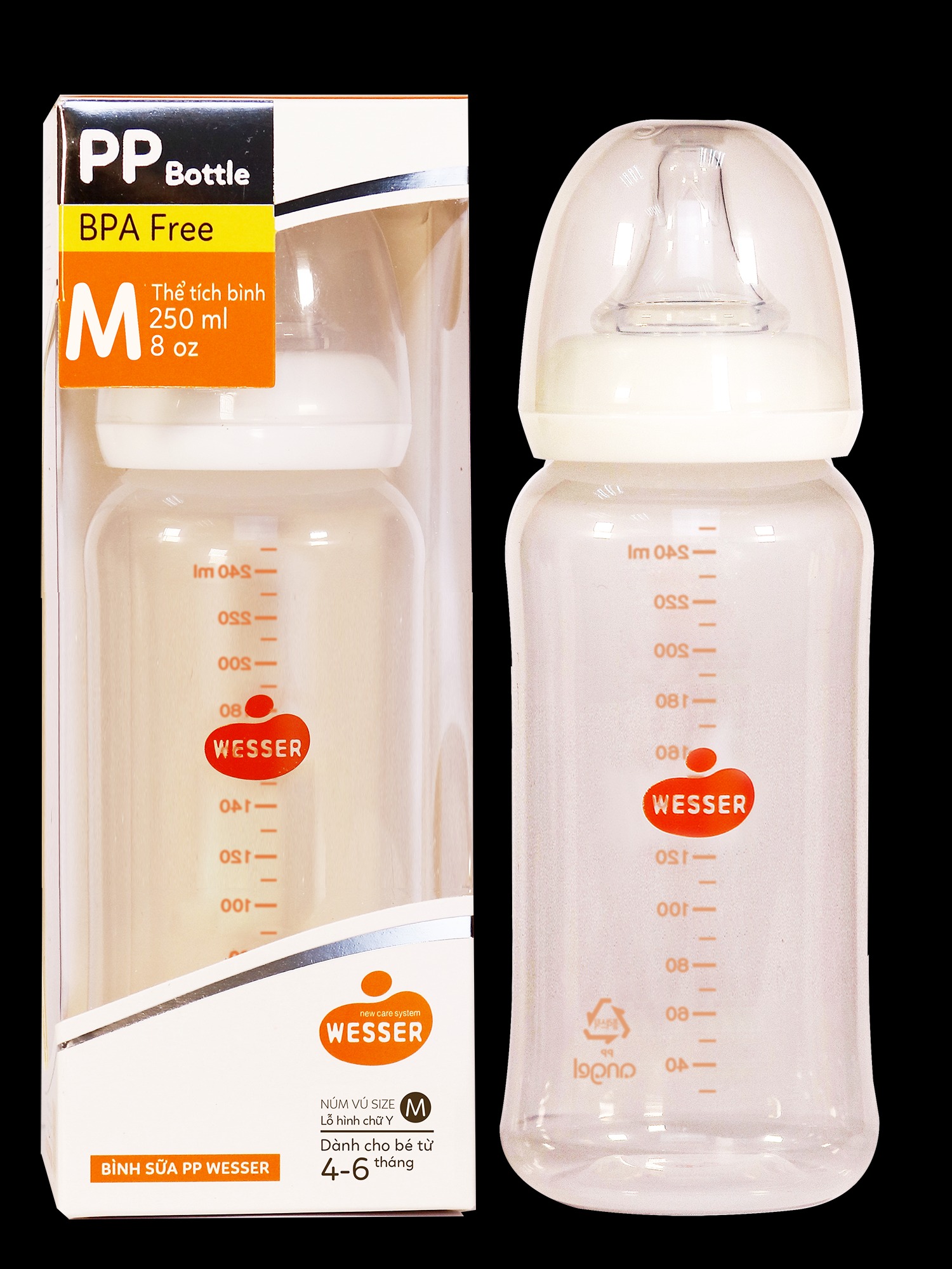 Combo cặp bình sữa wesser nano silver 250ml