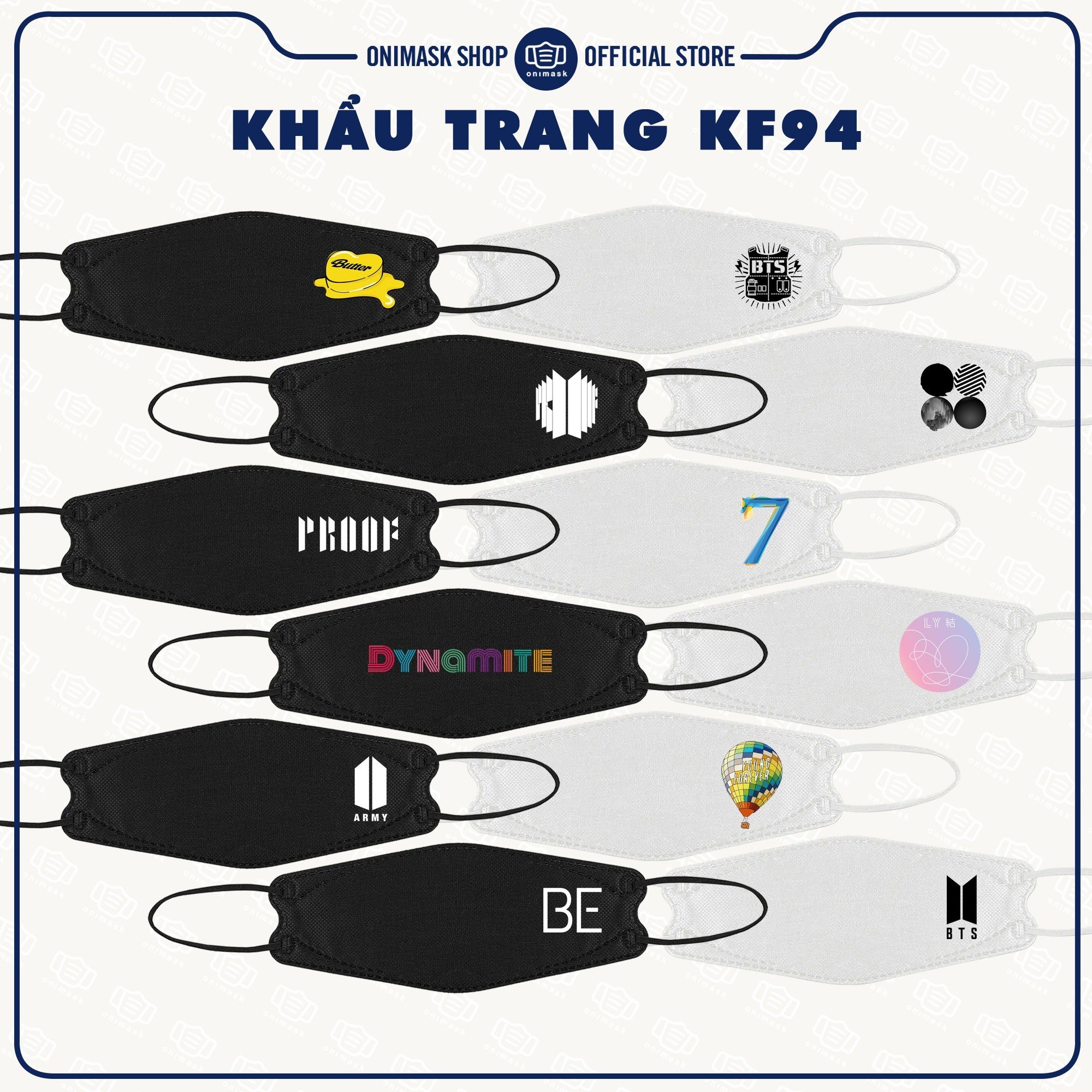 Khẩu trang KF94 BTS BT21 KPOP (10 cái)
