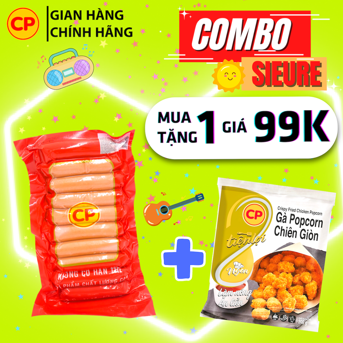 Combo SIEURE Xúc Xích Vealz 3A + Gà Chiên