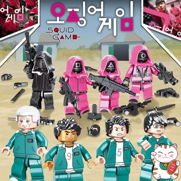 Combo 2 Nhân Vật Kèm Theo Trang Bị Trò Chơi Con Mực Squid Game Đồ Chơi Ghép Hình Lắp Ghép Thông Minh LW MOC DIY