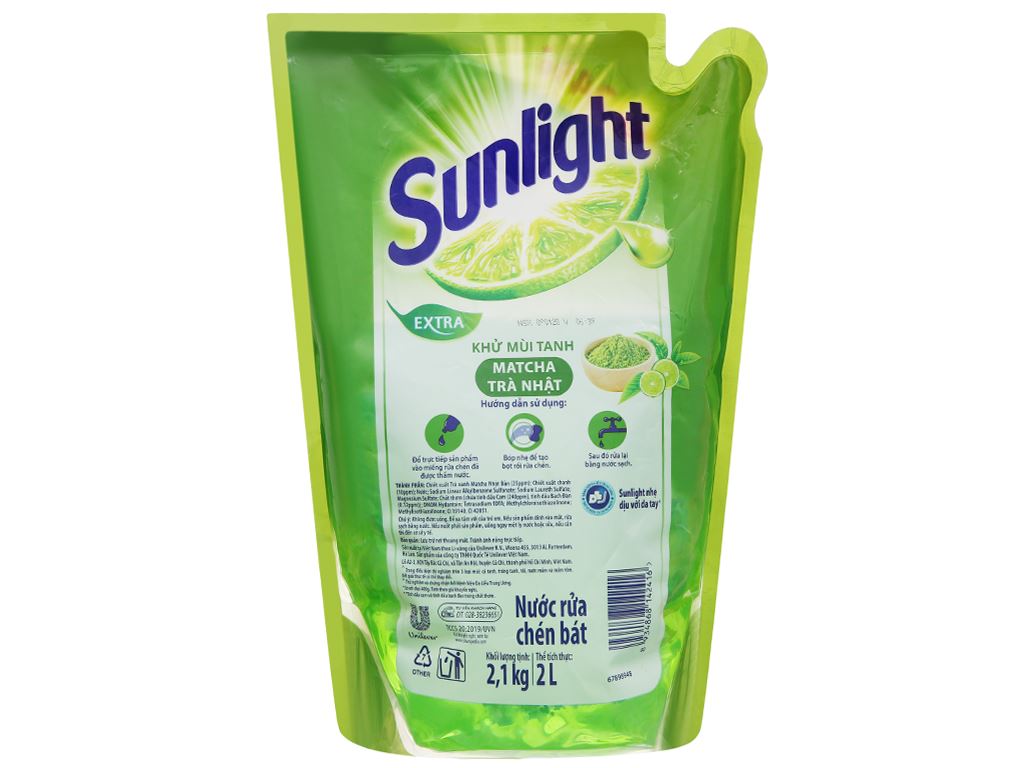 Nước rửa chén Sunlight matcha trà Nhật túi 750 ml