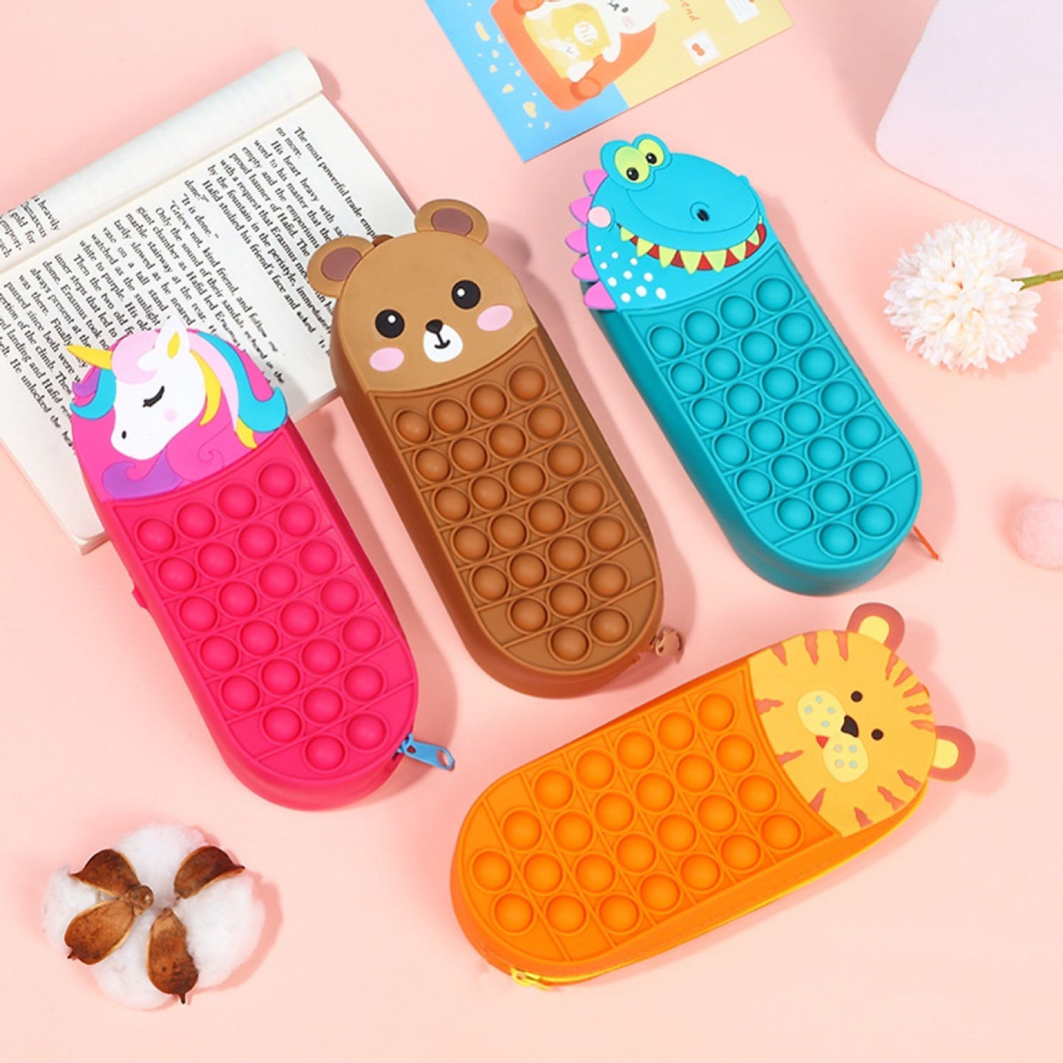 Hộp bút pop it mẫu thú cute cho bé