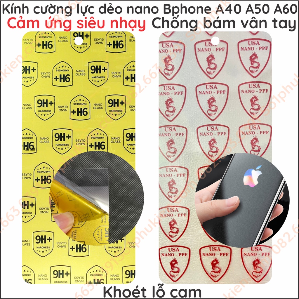 Dán cường lực màn hình Bphone a40 a50 a60 dẻo nano trong suốt, chống bể