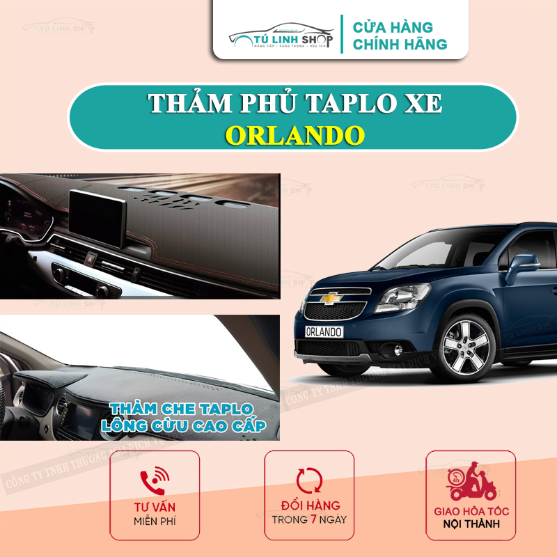 Thảm taplo Chevrolet Orlando chính hãng MINCAR hoặc bằng lông Cừu 3 lớp và Da Cacbon