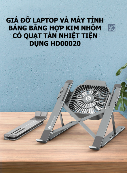 Bảng giá Giá đỡ laptop và máy tính bảng bằng hợp kim nhôm có quạt tản nhiệt tiện dụng HD00020 Phong Vũ