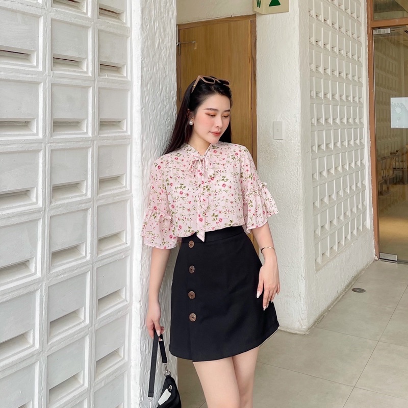 ❌ FREESHIP- ÁO SƠ MI HOA NHÍ CỘT NƠ CỔ (MS103)