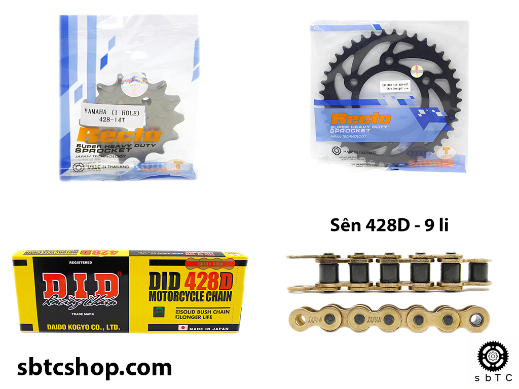 [HCM]NSD Nhông dĩa Recto sên DID vàng Exciter 150